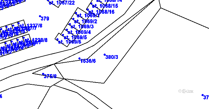 Parcela st. 380/3 v KÚ Prachatice, Katastrální mapa