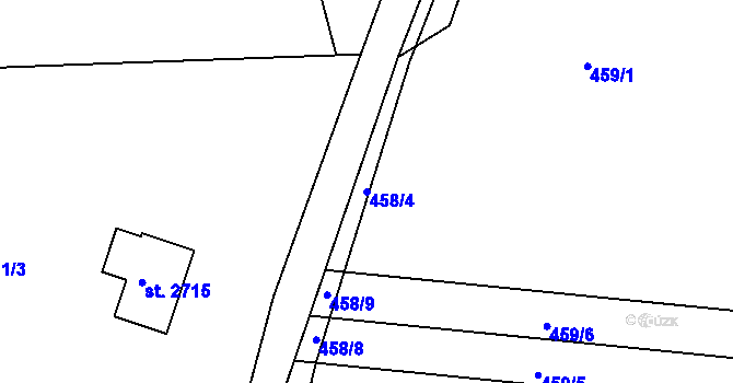 Parcela st. 458/4 v KÚ Prachatice, Katastrální mapa