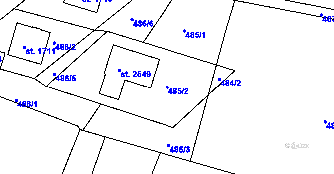 Parcela st. 485/2 v KÚ Prachatice, Katastrální mapa
