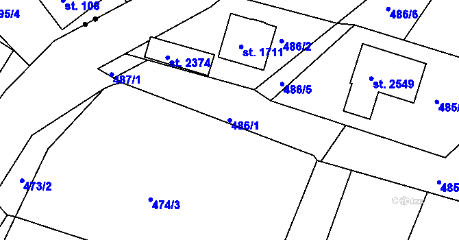 Parcela st. 486/1 v KÚ Prachatice, Katastrální mapa