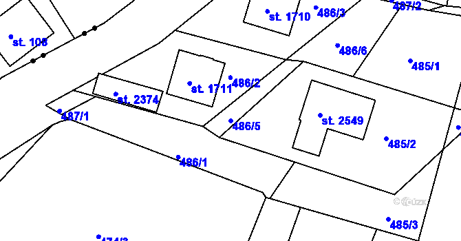Parcela st. 486/5 v KÚ Prachatice, Katastrální mapa