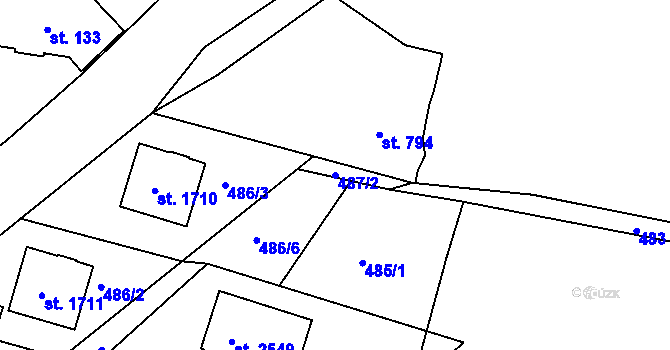 Parcela st. 487/2 v KÚ Prachatice, Katastrální mapa