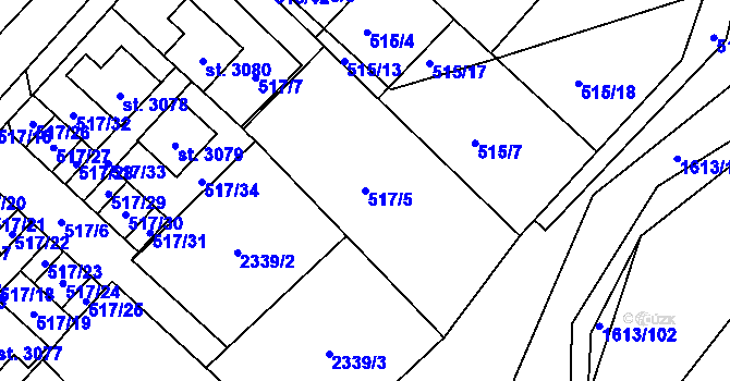 Parcela st. 517/5 v KÚ Prachatice, Katastrální mapa