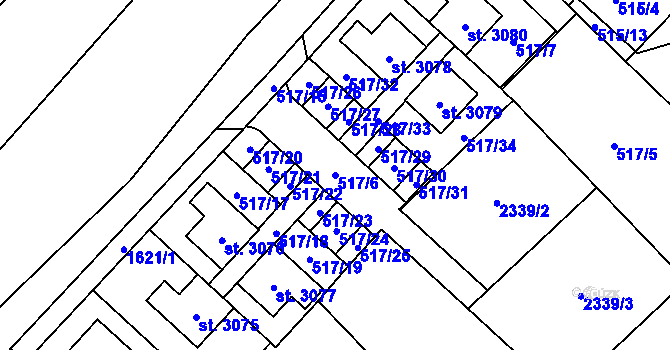 Parcela st. 517/6 v KÚ Prachatice, Katastrální mapa