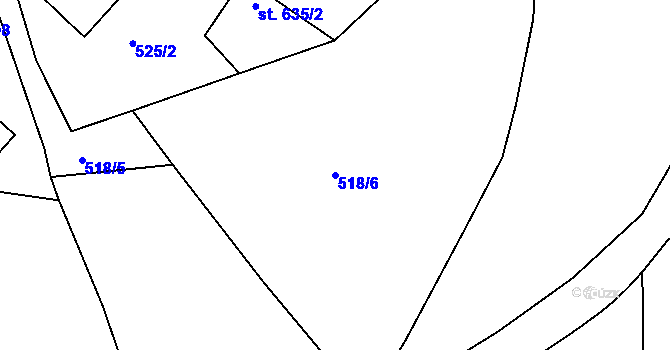Parcela st. 518/6 v KÚ Prachatice, Katastrální mapa