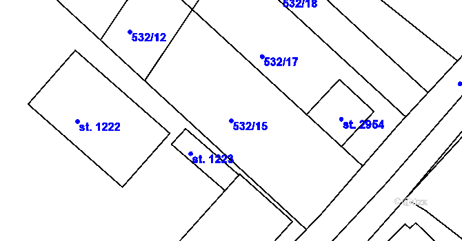 Parcela st. 532/15 v KÚ Prachatice, Katastrální mapa