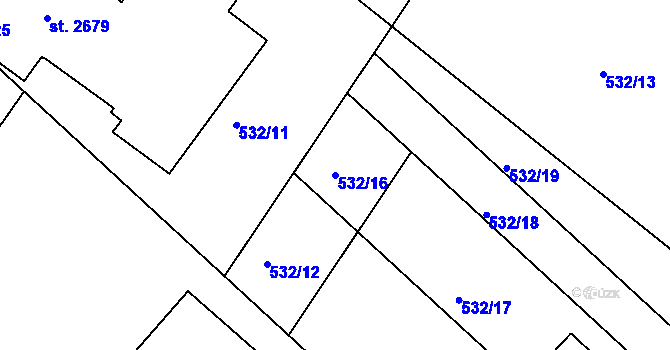 Parcela st. 532/16 v KÚ Prachatice, Katastrální mapa