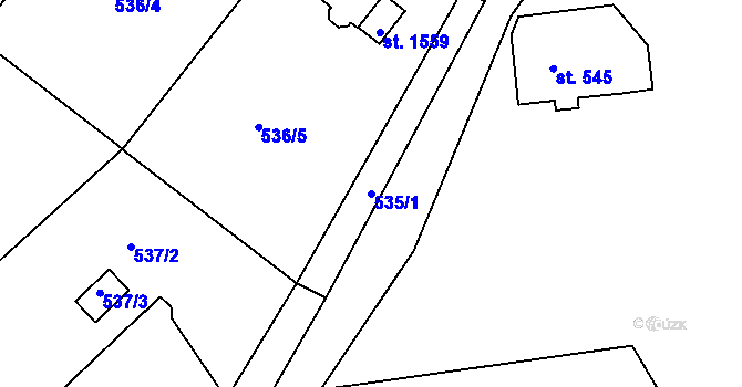 Parcela st. 535/1 v KÚ Prachatice, Katastrální mapa