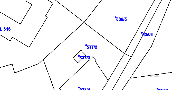 Parcela st. 537/2 v KÚ Prachatice, Katastrální mapa