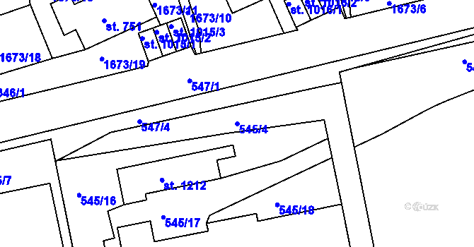 Parcela st. 545/4 v KÚ Prachatice, Katastrální mapa