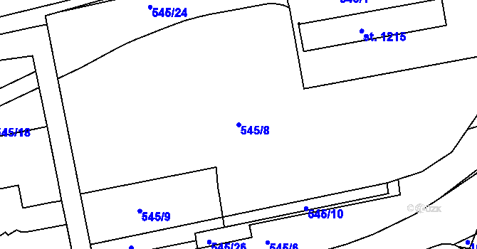 Parcela st. 545/8 v KÚ Prachatice, Katastrální mapa