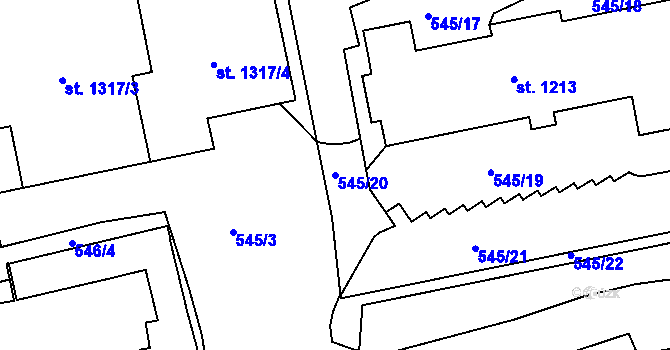 Parcela st. 545/20 v KÚ Prachatice, Katastrální mapa