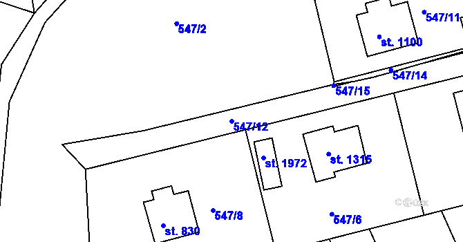 Parcela st. 547/12 v KÚ Prachatice, Katastrální mapa