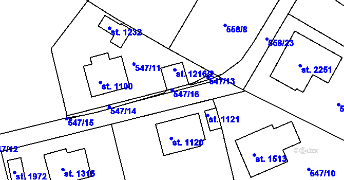 Parcela st. 547/16 v KÚ Prachatice, Katastrální mapa