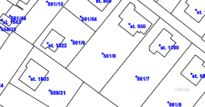 Parcela st. 561/8 v KÚ Prachatice, Katastrální mapa