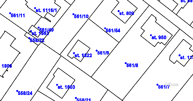 Parcela st. 561/9 v KÚ Prachatice, Katastrální mapa