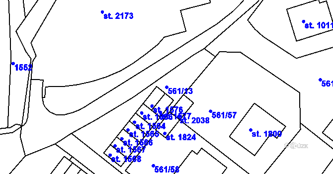 Parcela st. 561/13 v KÚ Prachatice, Katastrální mapa