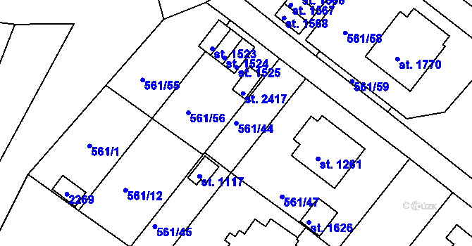 Parcela st. 561/44 v KÚ Prachatice, Katastrální mapa