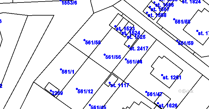 Parcela st. 561/56 v KÚ Prachatice, Katastrální mapa