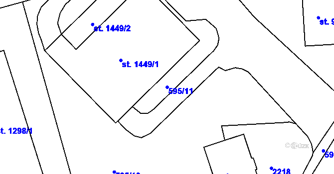 Parcela st. 595/11 v KÚ Prachatice, Katastrální mapa