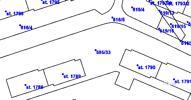 Parcela st. 595/33 v KÚ Prachatice, Katastrální mapa