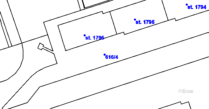 Parcela st. 616/4 v KÚ Prachatice, Katastrální mapa