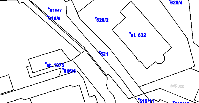 Parcela st. 621 v KÚ Prachatice, Katastrální mapa