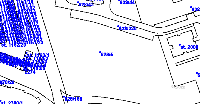 Parcela st. 628/5 v KÚ Prachatice, Katastrální mapa