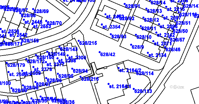 Parcela st. 628/42 v KÚ Prachatice, Katastrální mapa