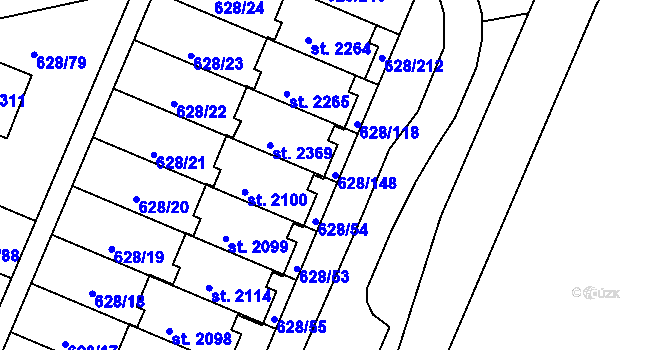 Parcela st. 628/148 v KÚ Prachatice, Katastrální mapa