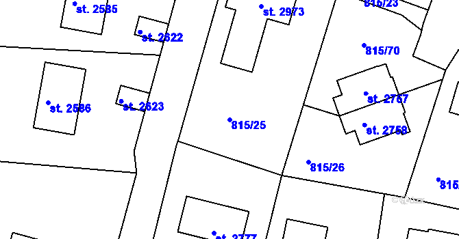 Parcela st. 815/25 v KÚ Prachatice, Katastrální mapa