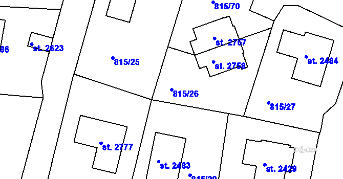 Parcela st. 815/26 v KÚ Prachatice, Katastrální mapa