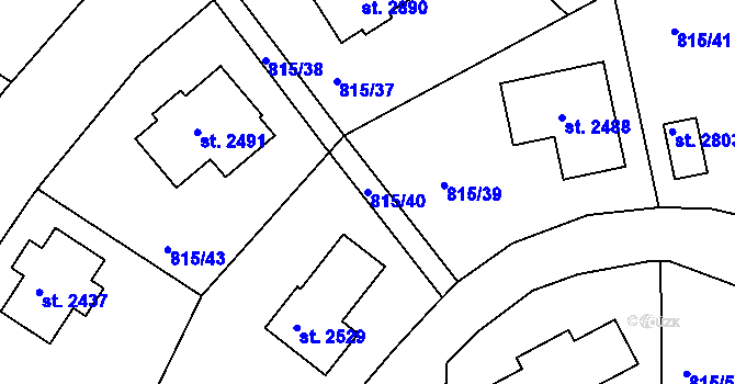Parcela st. 815/40 v KÚ Prachatice, Katastrální mapa