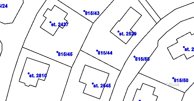 Parcela st. 815/44 v KÚ Prachatice, Katastrální mapa