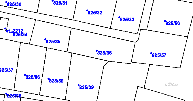 Parcela st. 825/36 v KÚ Prachatice, Katastrální mapa