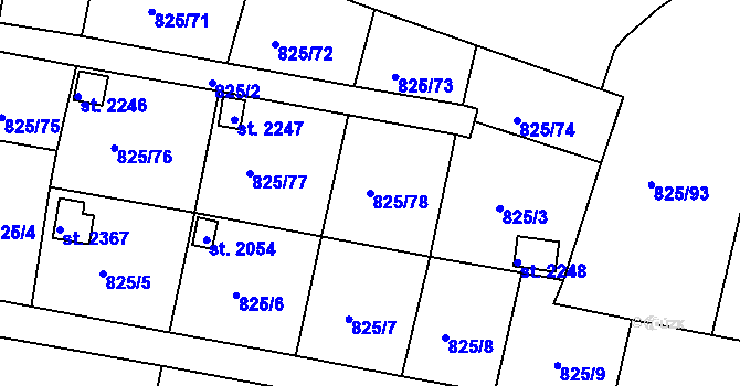 Parcela st. 825/78 v KÚ Prachatice, Katastrální mapa