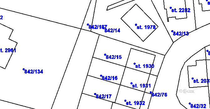 Parcela st. 842/15 v KÚ Prachatice, Katastrální mapa
