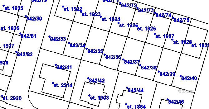Parcela st. 842/36 v KÚ Prachatice, Katastrální mapa