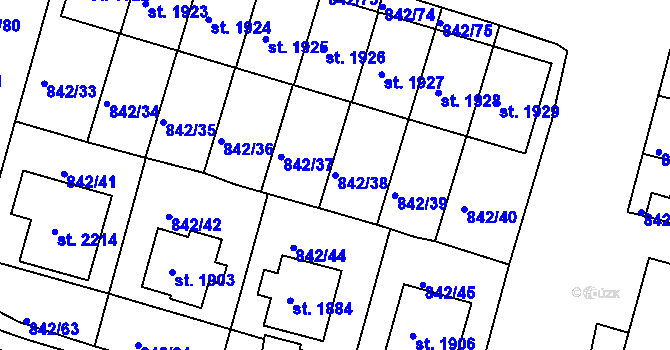 Parcela st. 842/38 v KÚ Prachatice, Katastrální mapa