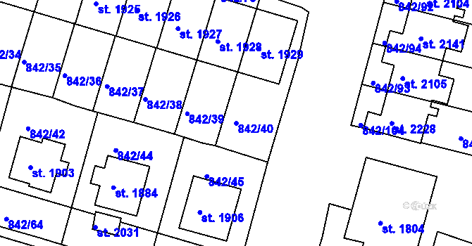 Parcela st. 842/40 v KÚ Prachatice, Katastrální mapa