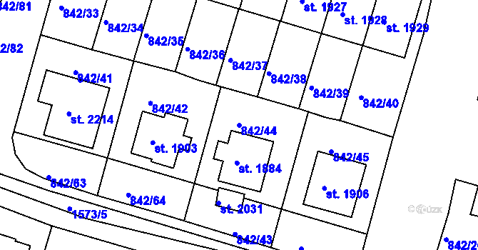 Parcela st. 842/44 v KÚ Prachatice, Katastrální mapa