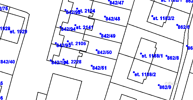 Parcela st. 842/50 v KÚ Prachatice, Katastrální mapa
