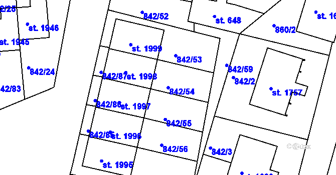Parcela st. 842/54 v KÚ Prachatice, Katastrální mapa