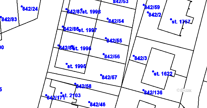 Parcela st. 842/56 v KÚ Prachatice, Katastrální mapa