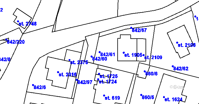 Parcela st. 842/61 v KÚ Prachatice, Katastrální mapa