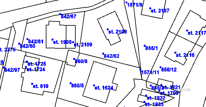 Parcela st. 842/62 v KÚ Prachatice, Katastrální mapa