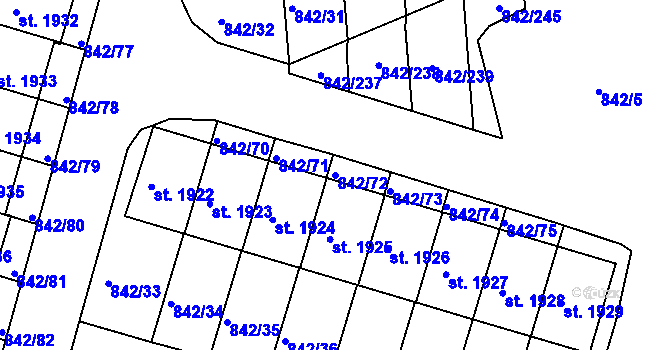 Parcela st. 842/72 v KÚ Prachatice, Katastrální mapa