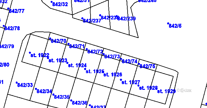 Parcela st. 842/73 v KÚ Prachatice, Katastrální mapa