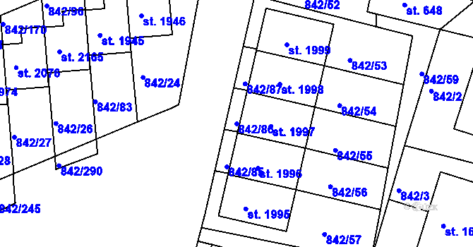 Parcela st. 842/86 v KÚ Prachatice, Katastrální mapa