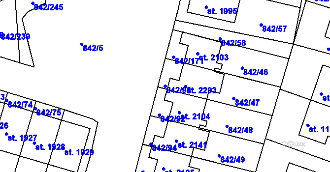 Parcela st. 842/98 v KÚ Prachatice, Katastrální mapa